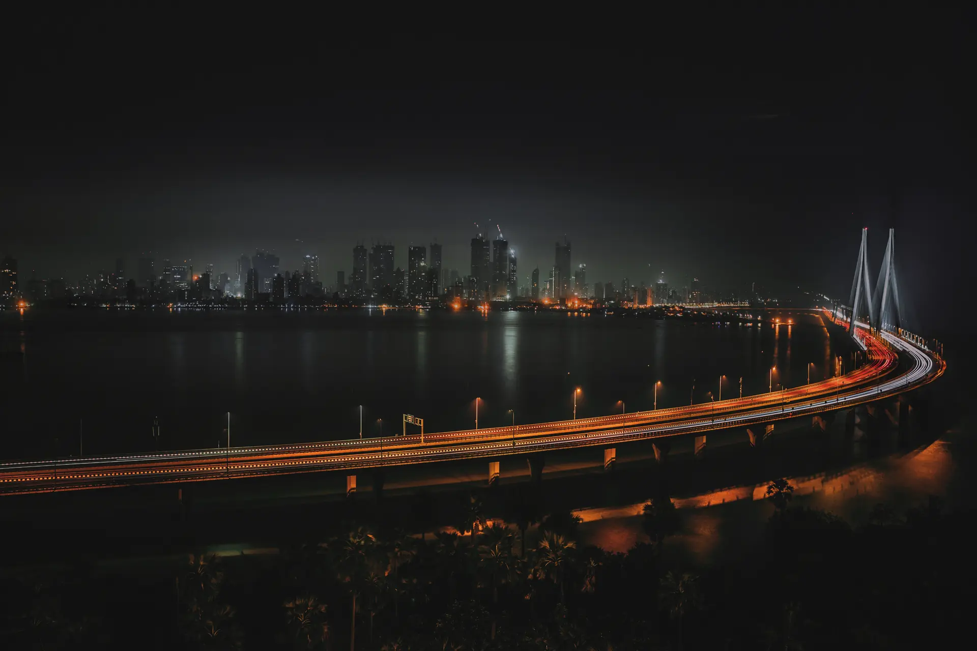 Partners in Capital, Growth, and Strategy Nighttime panoramic view of the Mumbai skyline featuring the sealink
